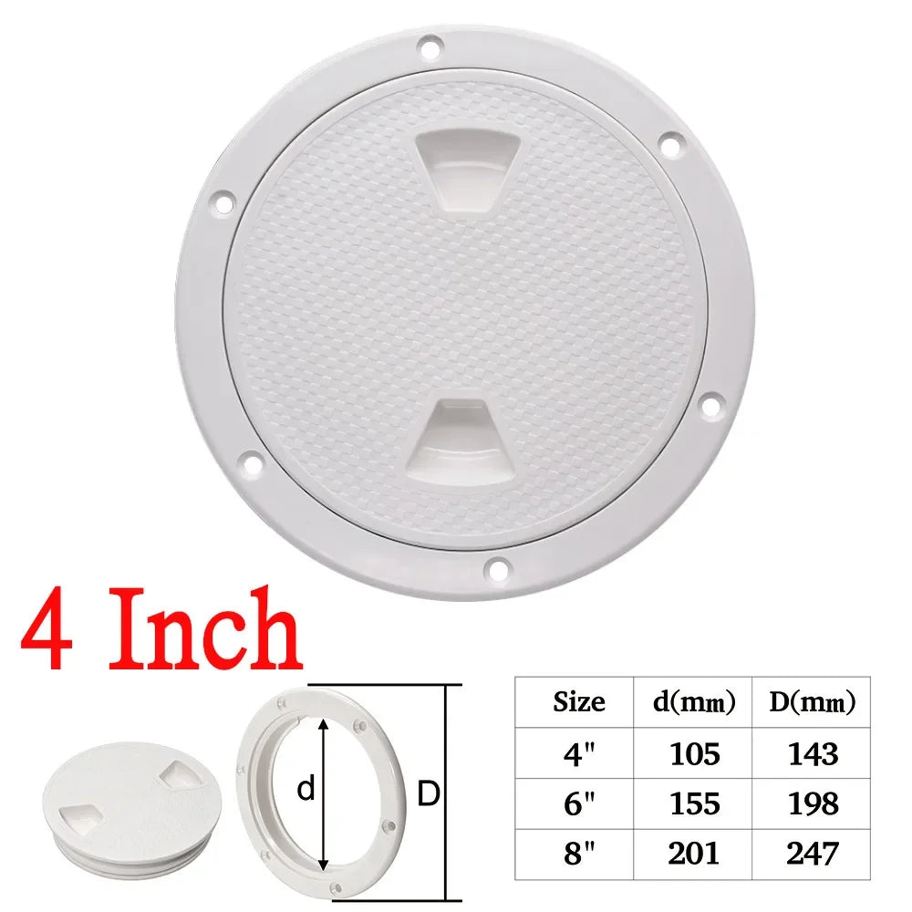 ABS Plastic Round Non-Slip Inspection Hatches with Detachable Cover Marine Screw Out Access Hatch Cover For Kayaks Yacht 4'' 6''