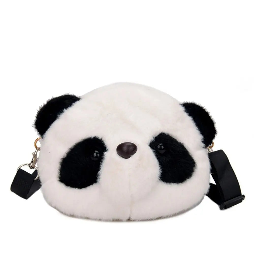 New Soft Fluffy Panda Crossbody Bag Lightweight Cartoon Coin Purse Fabric Adjustable Straps Phone Bag Women's Accessories