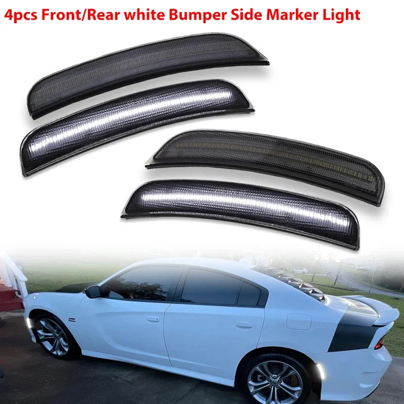 iJDM For Dodge Charger Front/Rear Bumper Side Marker Light Turn Signal Lights/Driving Lights Replace OEM Sidemarker Lamps 15-22