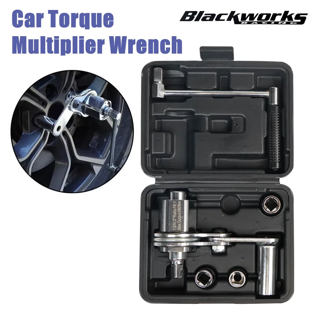 1/2" 17mm 19mm 21mm Torsional Torque Multiplier Wrench with Carrying Case Lug Nut Remover Type Car Tire Disassembly Labor-Saving