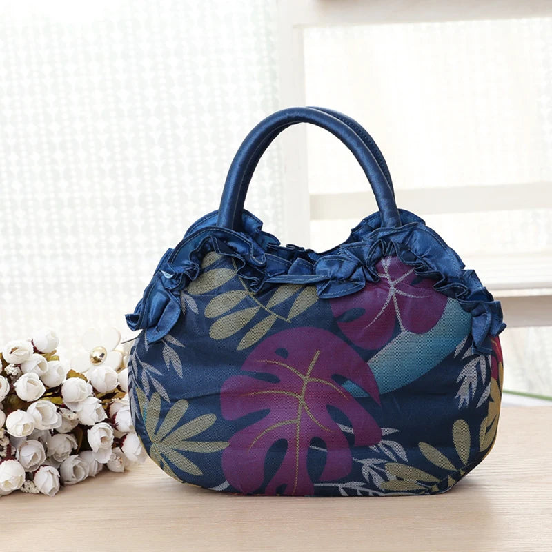 Hand-sewn flower-shaped bag for mom's key, small handbag, canvas bag, lace women's bag, mobile phone bag, women's bag