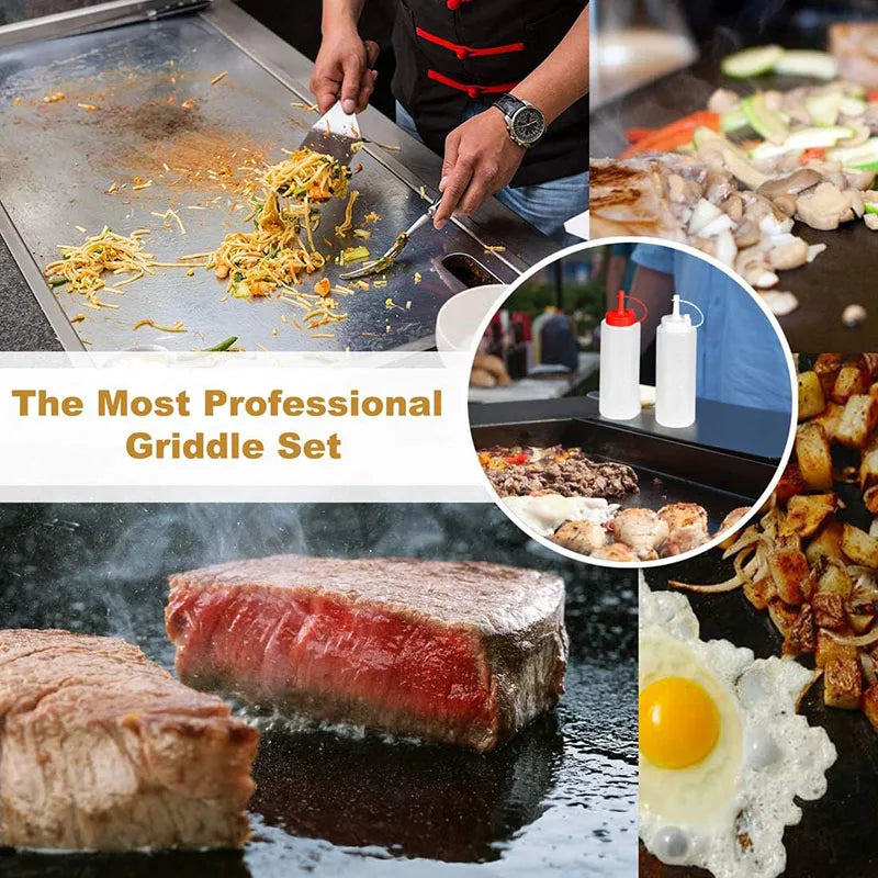 Outdoor Griddle Spatula Stainless Steel Grill Spatula Scraper Flat Spatula Pancake Flipper Hamburger Turner For Grilling JT596