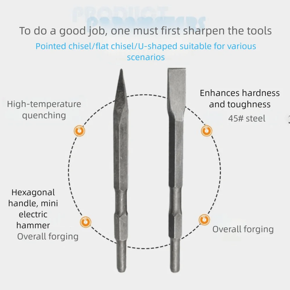 High-quality Hexagonal Shank Slotting Flat Chisel Steel Silver Impact Bit Wear-resistant High Hardness Impact Drill Bit Concrete
