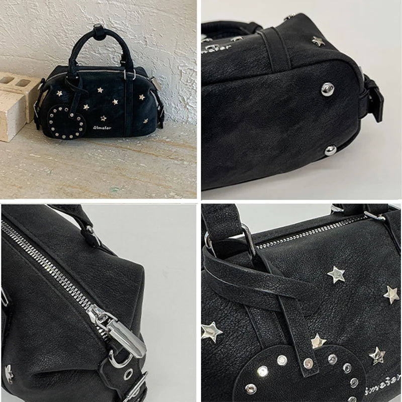 Korean Version New Large Capacity Retro Boston Bag Ins Crossbody Pillow Bag Star Women'S Fashion Handbag