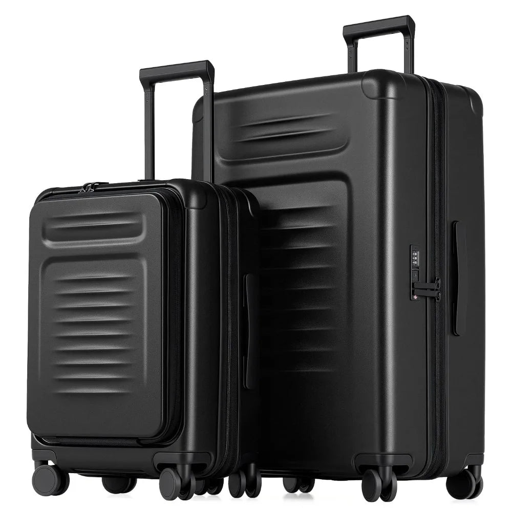 2 Piece Expandable Hardside Luggage Set Carry On & Large Checked Suitcase Spinner Wheels Travel Bags, Customized