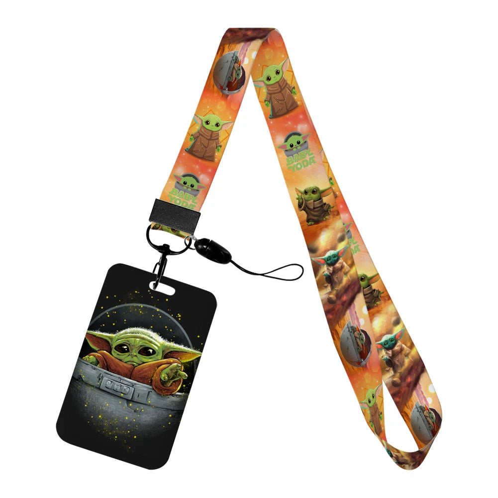 Cartoon Yoda Disney Card Holder Lanyards Minnie Card Holders Neck Strap for Keychain Kids Door Badge Holder Boy Girl Card Case