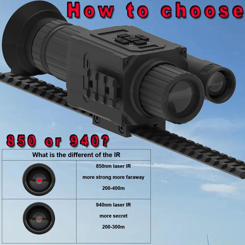 Megaorei NK008 Night Vision Scope 850nm/940nm IR Hunting Camera Telescope Monocular  5x Digital Zoom 1080P Video Photo Record