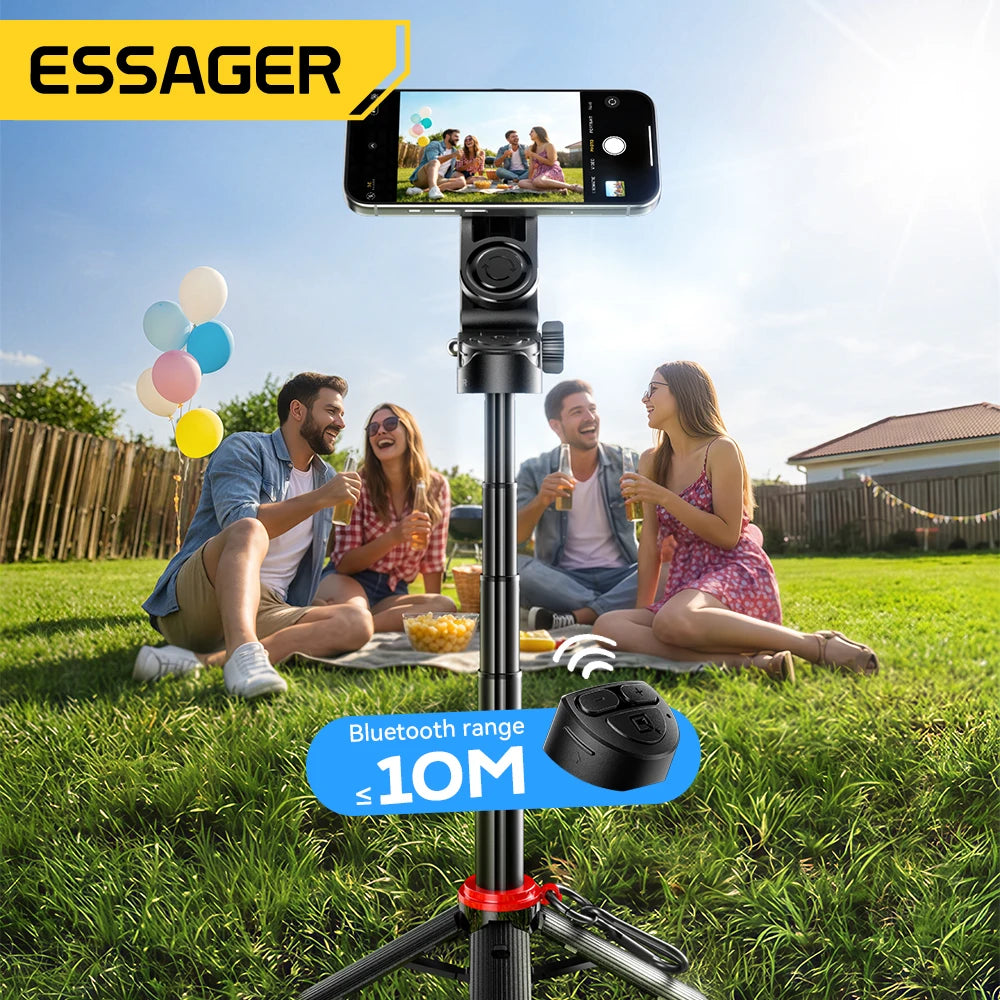 Essager 4-in-1 Multifunctional Magnetic  mini Selfie Stick with 360°Rotation Wireless Bluetooth Control Magnetic Clamp-on Holder