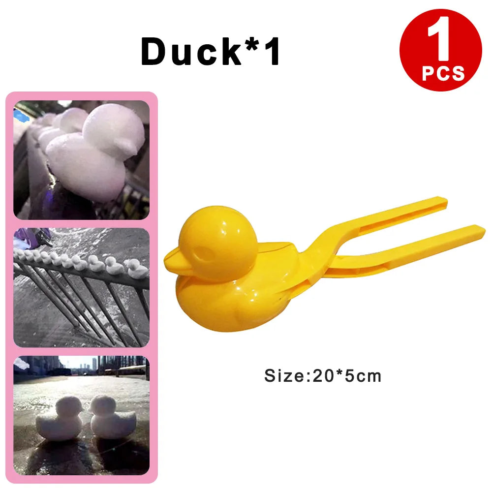 4pcs Cute Bear Duck Snowball Clip Snow Clay Ball Maker Creative Snowballs Mold Snow Shovel for Kids Outdoor Sports Snow Toys