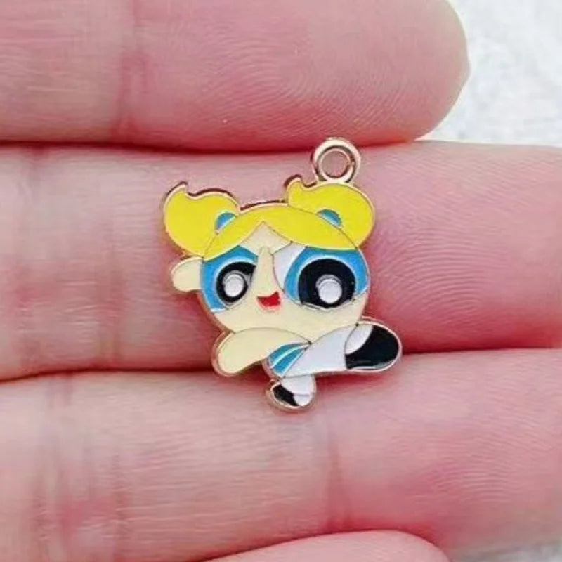 10pcs Alloy Oil-Dripping Cartoon Girl Pendant, DIY Jewelry Making Earrings Keychain Accessories
