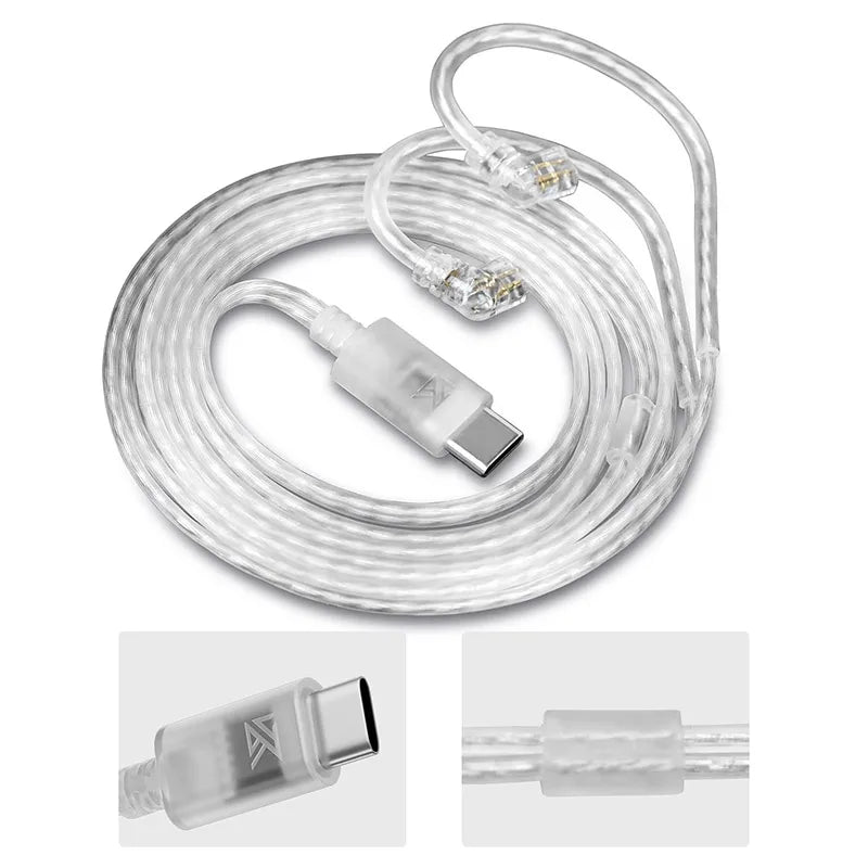 KZ Type-C Oxygen Free Copper Silver Plated C-Type 0.75mm 2-Pin Wire Compatible with EDX Series