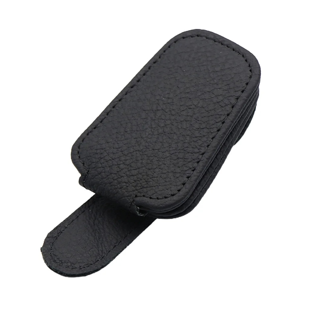 Car Sun Visor Glasses Clip Leather Car Sunglasses Holder Universal Eyeglasses Hanger Ticket Card Holder Car Interior Accessories