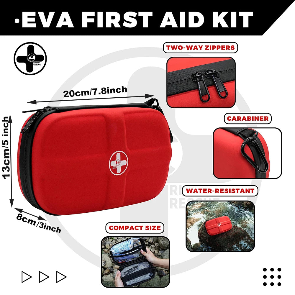 RHINO RESCUE Mini First Aid Kit Small Waterproof Portable Emergency Kit Camping Essentials, With 106 Items For Travel, Home, Car