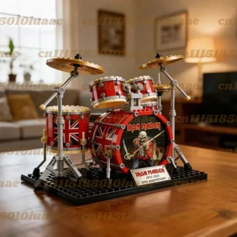 Rock Band  Iron Maiden Electric Guitar Building Blocks Model DIY Assembly Brick Ornament Creative Toy Gift Desktop Decoration