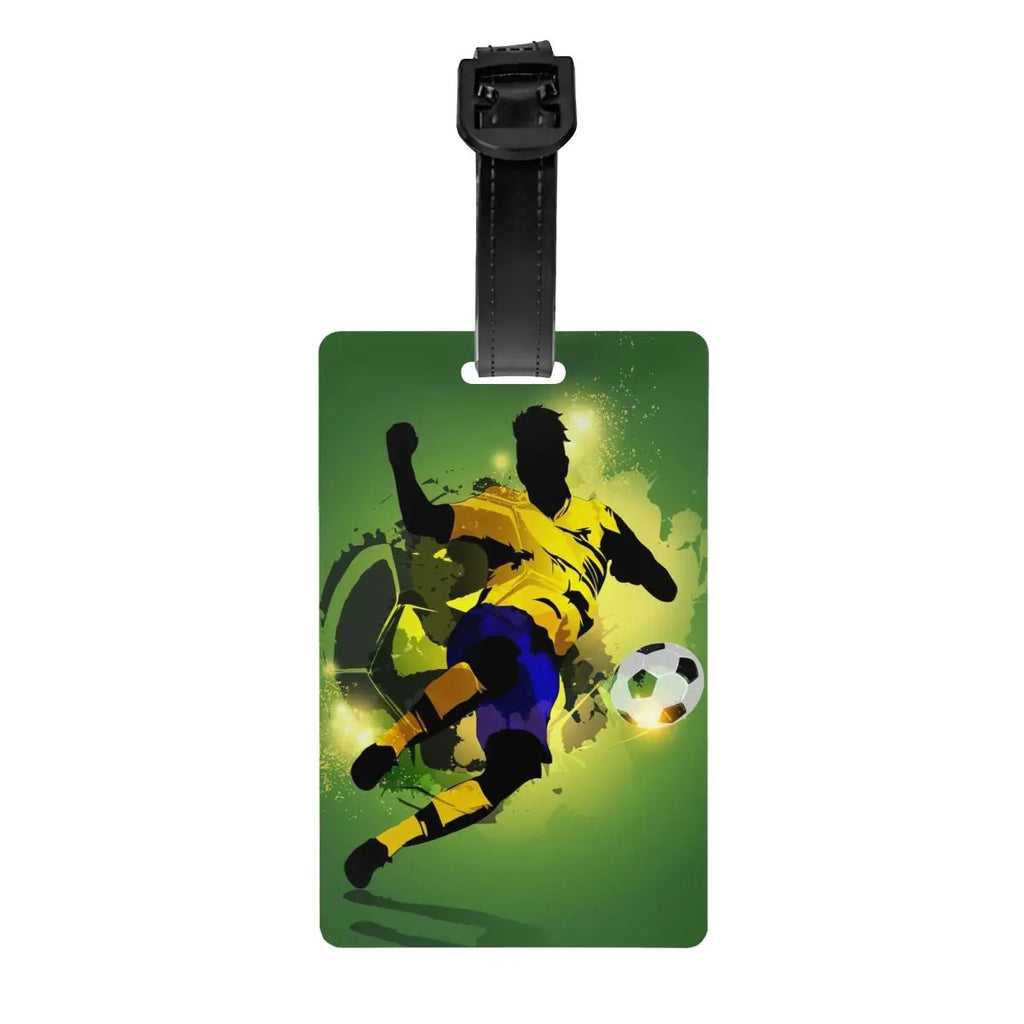 Custom Cool Soccerly Footbally Print Luggage Tag With Name Card Privacy Cover ID Label for Travel Bag Suitcase