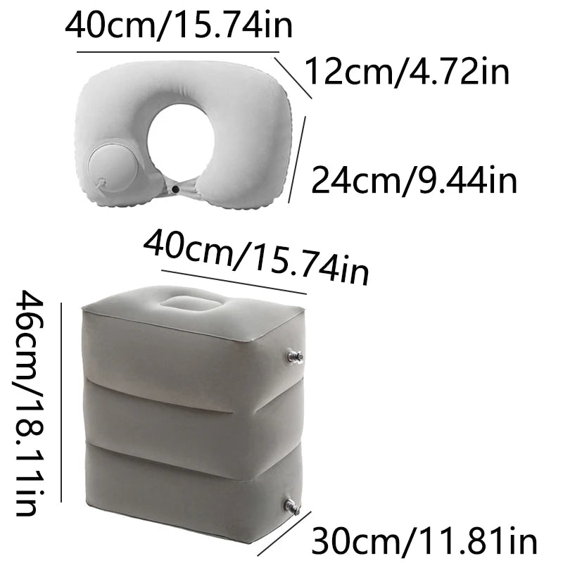 Inflatable Foot Rest Pillow Travel Portable Adjustable Layers Height   Airplane  U Shaped Press Inflatable Pillow