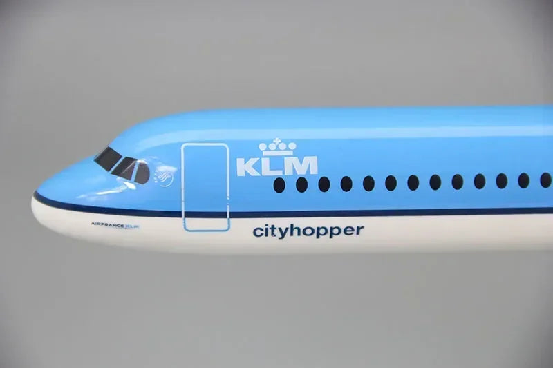 1:100 Scale KLM Fokker FK-100 Airlines ABS Plastic Airplane Model Toy Aircraft Plane Model Collection Display Decoration Gifts