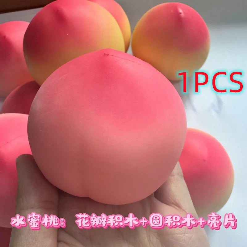 Fruit Peach Handmade Ball Squishy Toy Crispy Sound Slow Rising Stress Relief for Adults Anti-Anxiety Squeeze Sensory Fidget Toy
