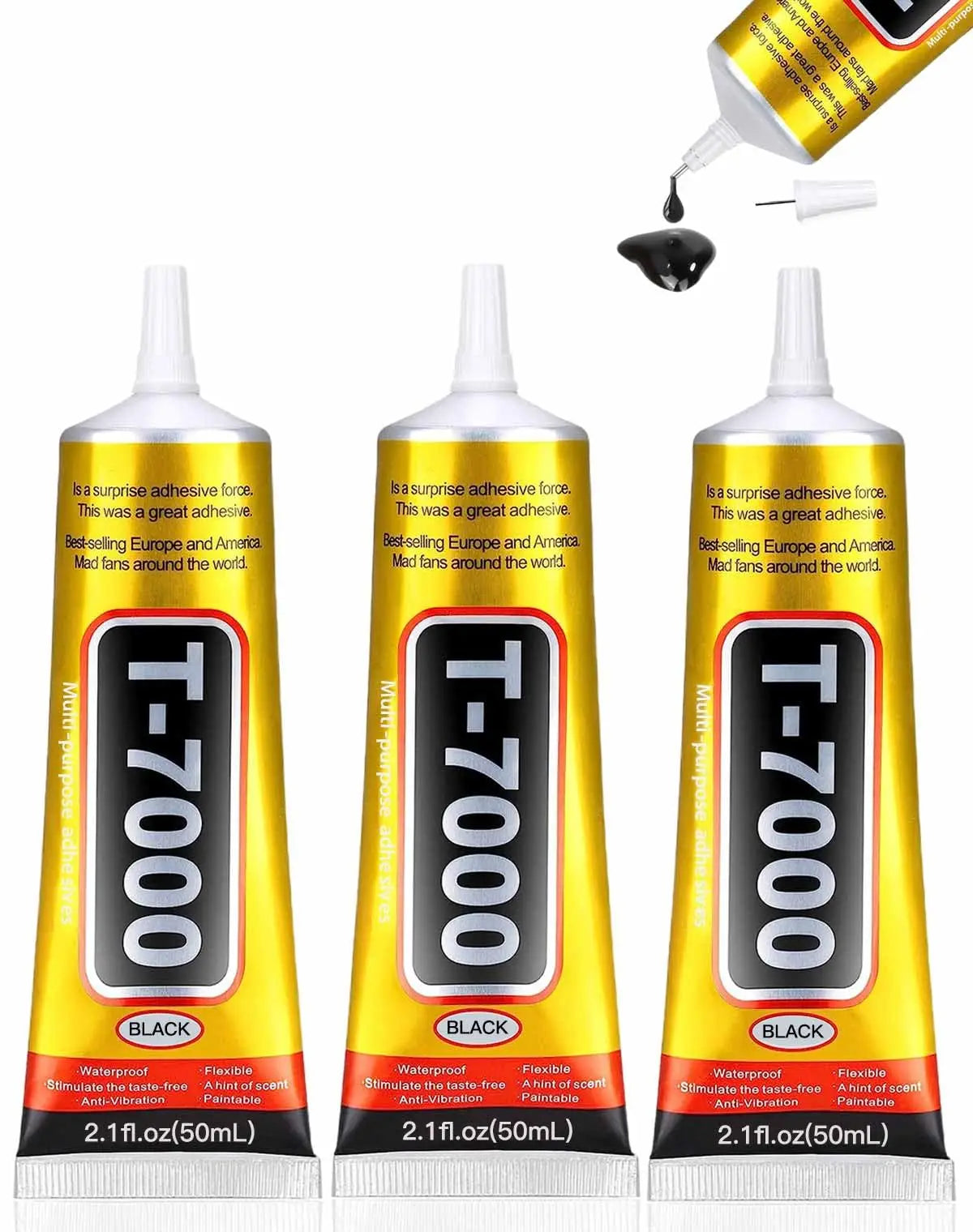 Upgraded T-7000 Black Adhesive for Precision Repairs - T-7000 High-Performance Waterproof Adhesive for Cell Phones, Jewelry, and Crafts