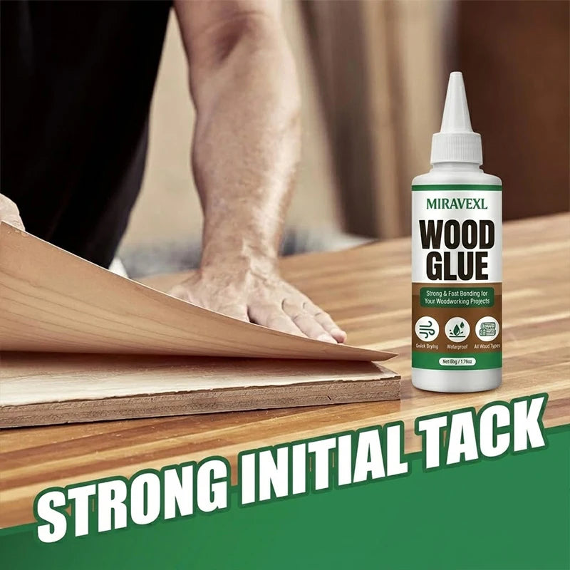 Quick Drying Wood Glue Strong Bond Adhesive for All Wood Types Carpentry and Outdoor Woodwork Maintenance 50g MIRAVEXL