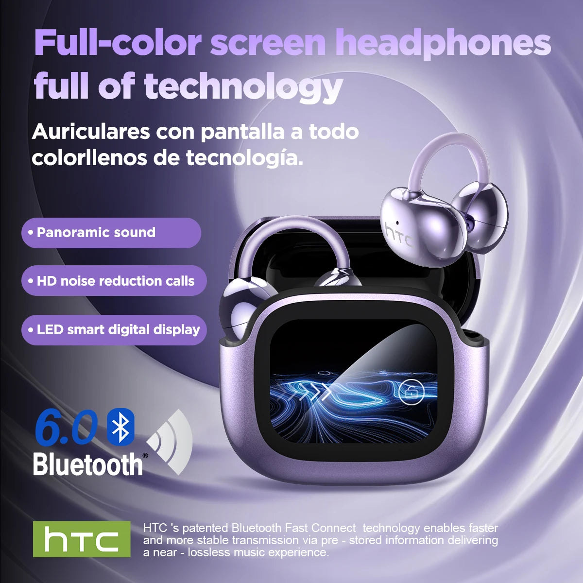 Bluetooth Wireless Headset HTC NE32 TWS Bluetooth 6.0 HiFi Sound IPX5 Waterproof Wireless Earbuds Headphones Type C Choice