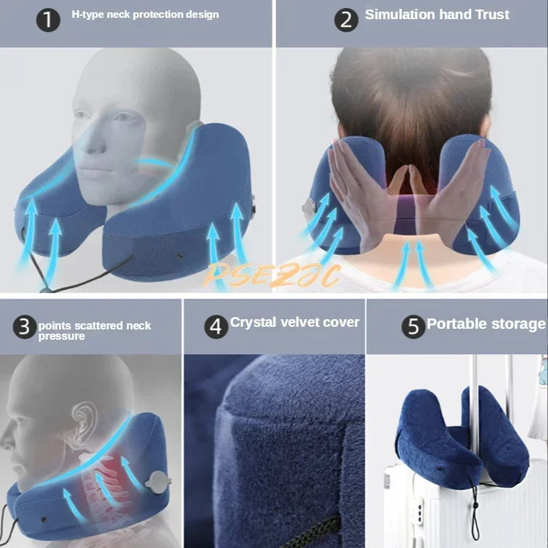 Portable Multi-function Neck Pillow Inflatable H-type Applicable To Outdoor Camping Car Long-distance Travel