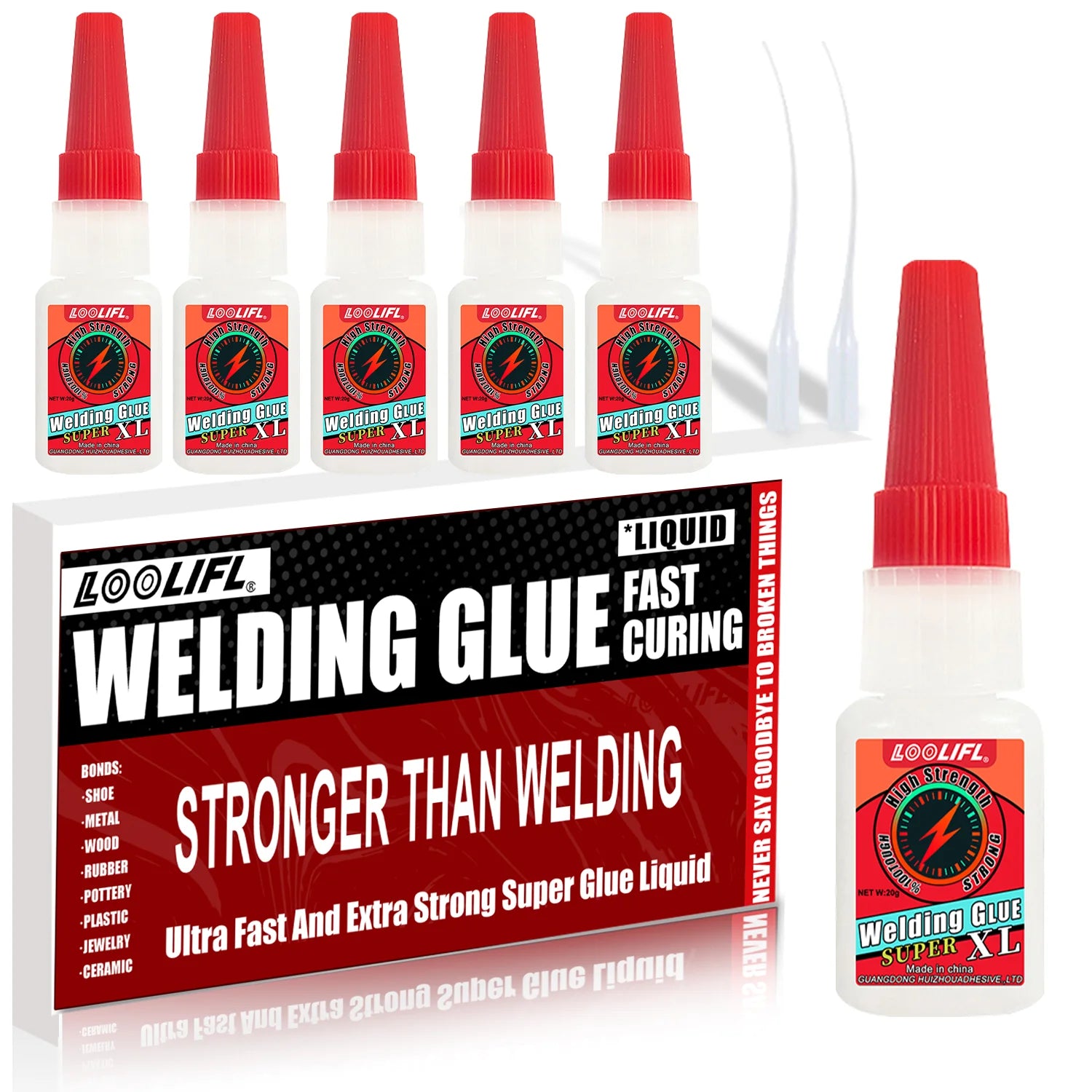 LOOLIFL High Strength Welding Oily Super Glue Universal Clear Non-Marking Repair Adhesive Instant Strong For Home Industrial Use