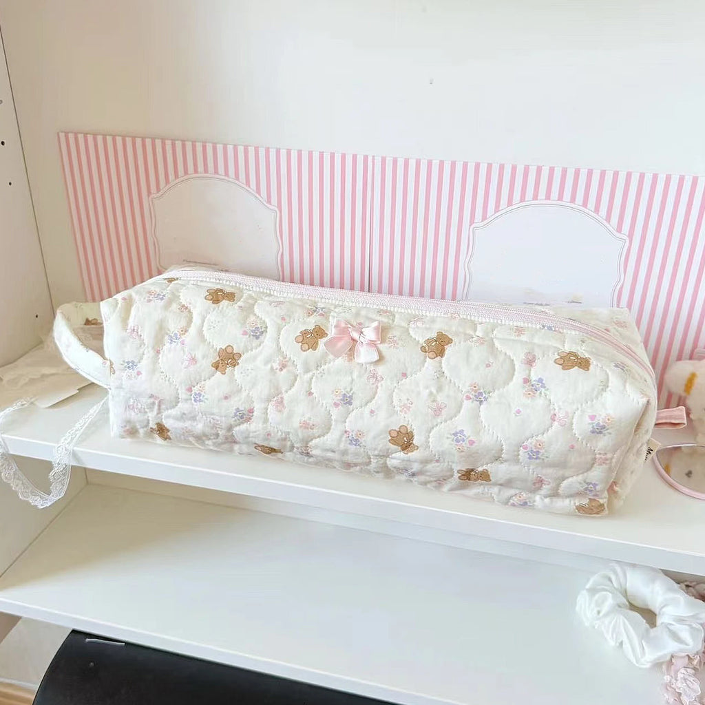 Floral Carrying Bag with Handle  Pencil Pouch with Zipper Lightweight for Women Hair Dryer Straightener Attachments