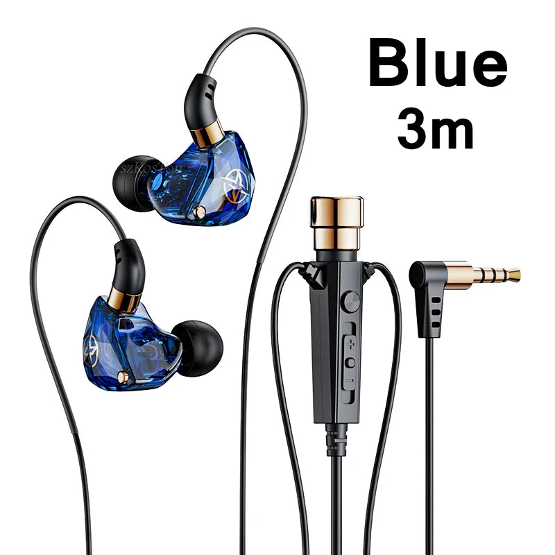 Wired HiFi Headphones with Mini Condenser Microphone Bass Dynamic Earphone Noise-Cancelling Headset for Sports Music Karaoke