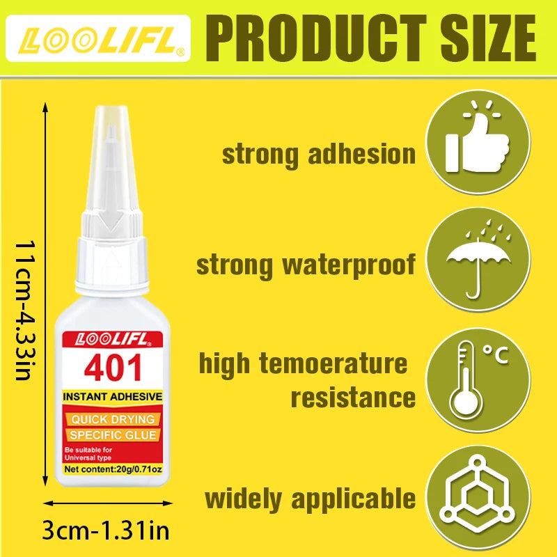 20ml 401 Super Glue for DIY Art Craft Jewelry Handmade Projects Instant Strong Adhesive Quick Dry Multi-Purpose