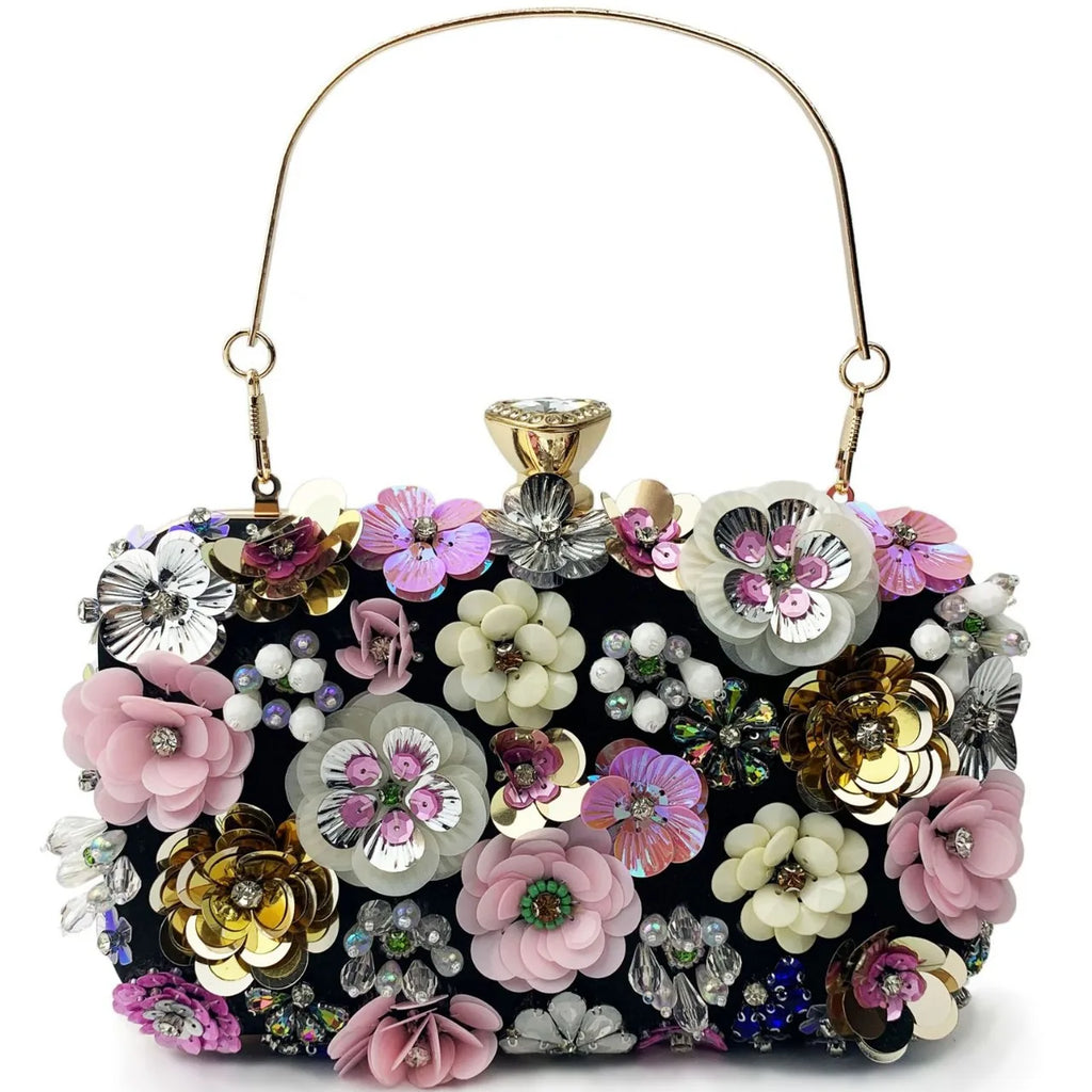 Fashion Women Bags Flower Diamonds Embroidery Small Clutch Luxury Lady Handbags Evening Bags New Arrival Chain Shoulder Purse