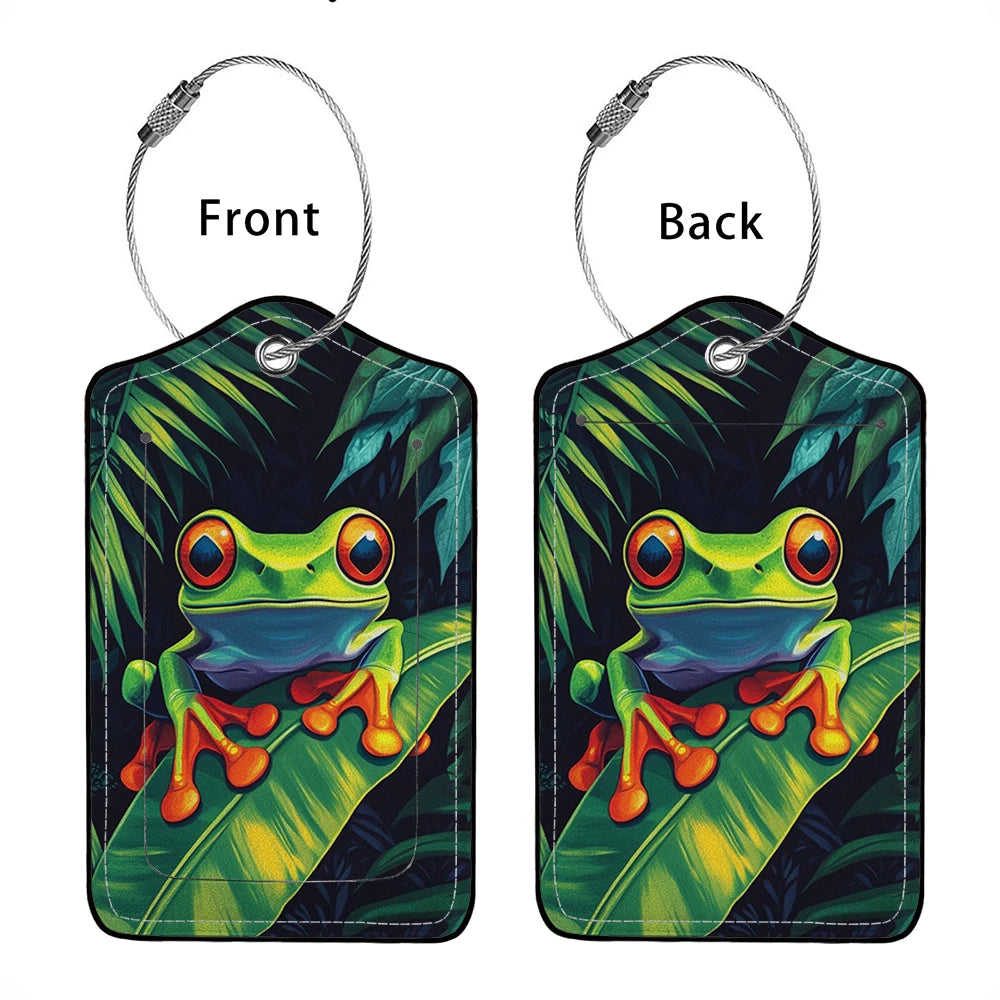 HOT SALE Cute animals Leather Business Luggage Tag Suitcase Address Label Luggage Boarding Case Label Name ID Address Clip
