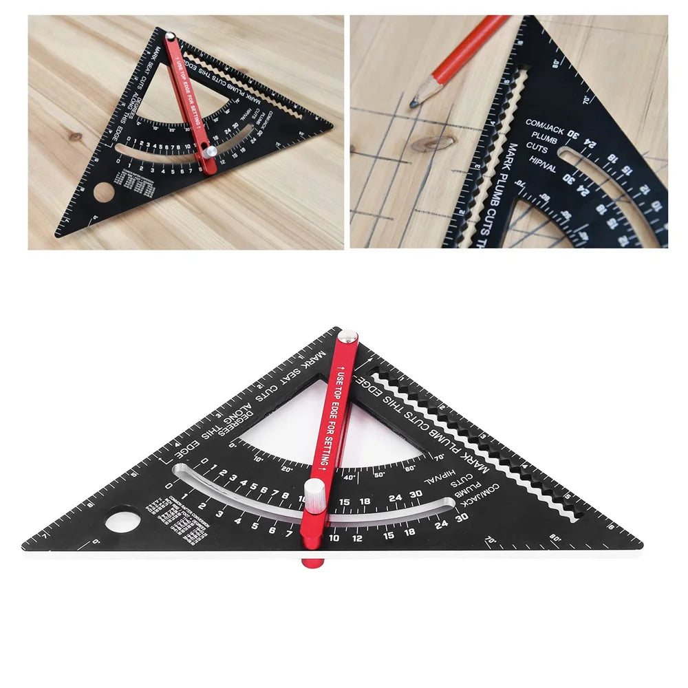 1PC 7-inch Adjustable Triangular Mountain Ruler Marking Ruler Aluminum Alloy Angle Ruler Woodworking Measurement Auxiliary Tool