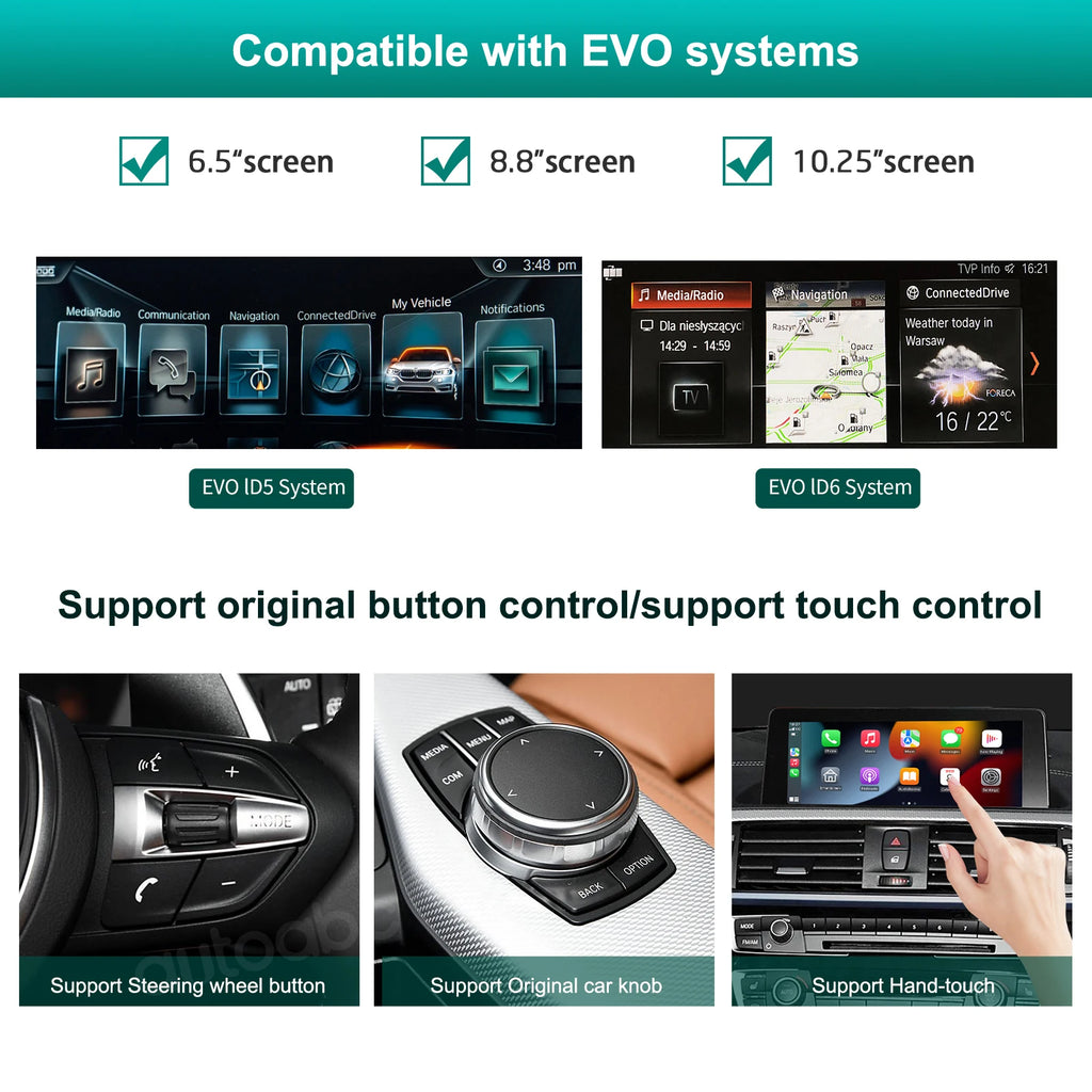 AUTOABC Wireless CarPlay for BMW EVO X5 F15 F85 X6 F16 F86 G01 2017-2019 with Android Mirror Link AirPlay Carplay Support Touch