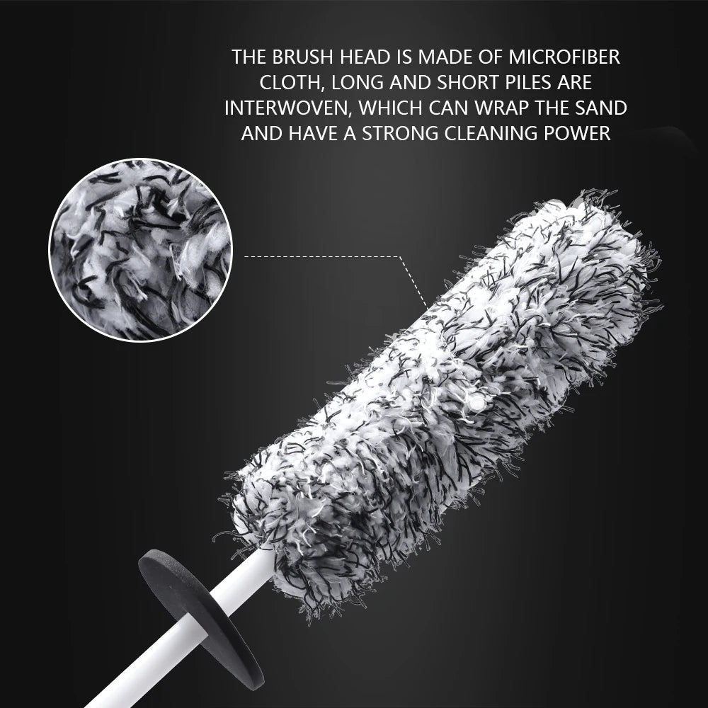 Car Wheel Cleaning Tire Brush Microfiber Car Long Reach Wheel Rim Detailing Brush Non Scratch Motorbike Rim Care Washing Tool