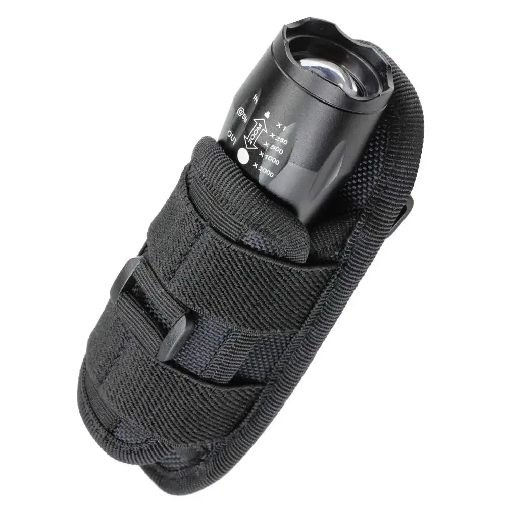 Tactical Flashlight Pouch Belt Torch Bag Durable Hunting Lighting Accessory Outdoor Survival Kits Case With 360 Degree Carabiner
