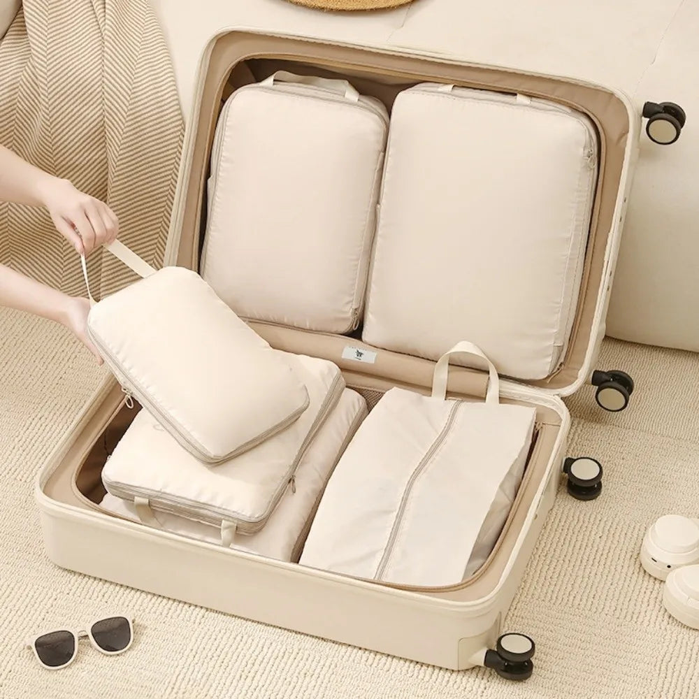 4pcs/set Large Capacity Luggage Compartment Packing Bag Multifunctional Lightweight Travel Storage Bag Cloth Separate