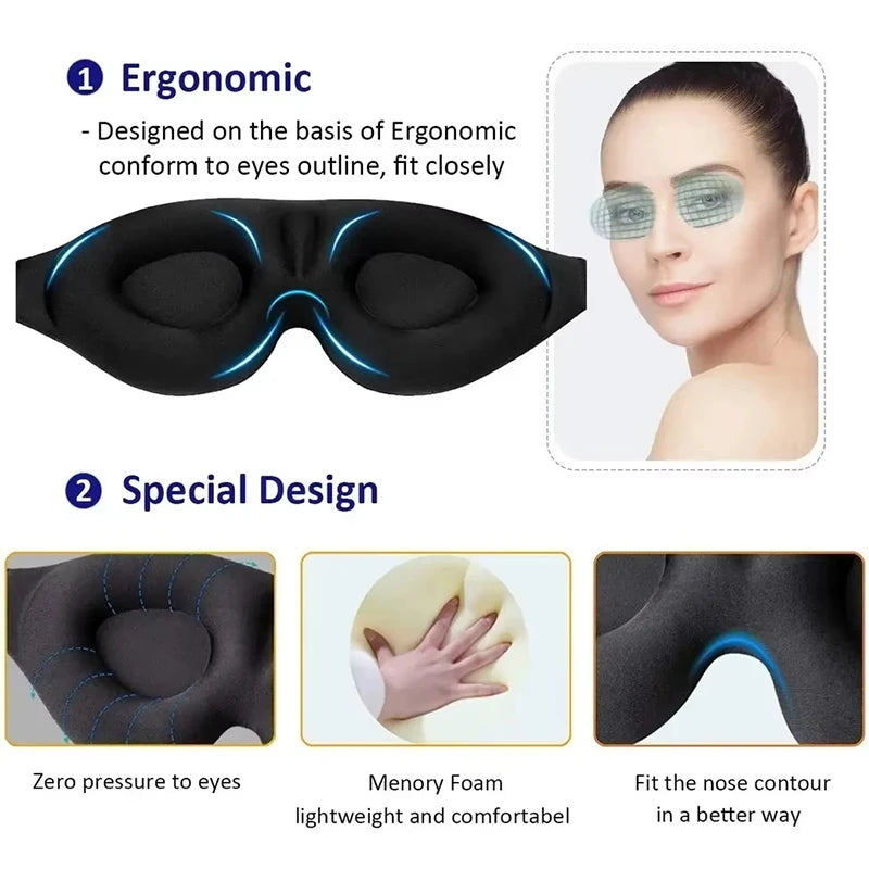 1/2/5/10pcs 3D Fashion Black Full Shading Sleep Mask Relaxing and Zero Pressure Soft Breathable Nap Mask To Relieve Eye Fatigue
