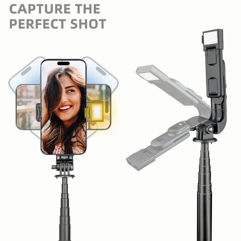 Selfie Stick Tripod with Remote & Fill Light 40" Extendable Phone Tripod 1/4 Inch Screw for Android IPhone Smartphone