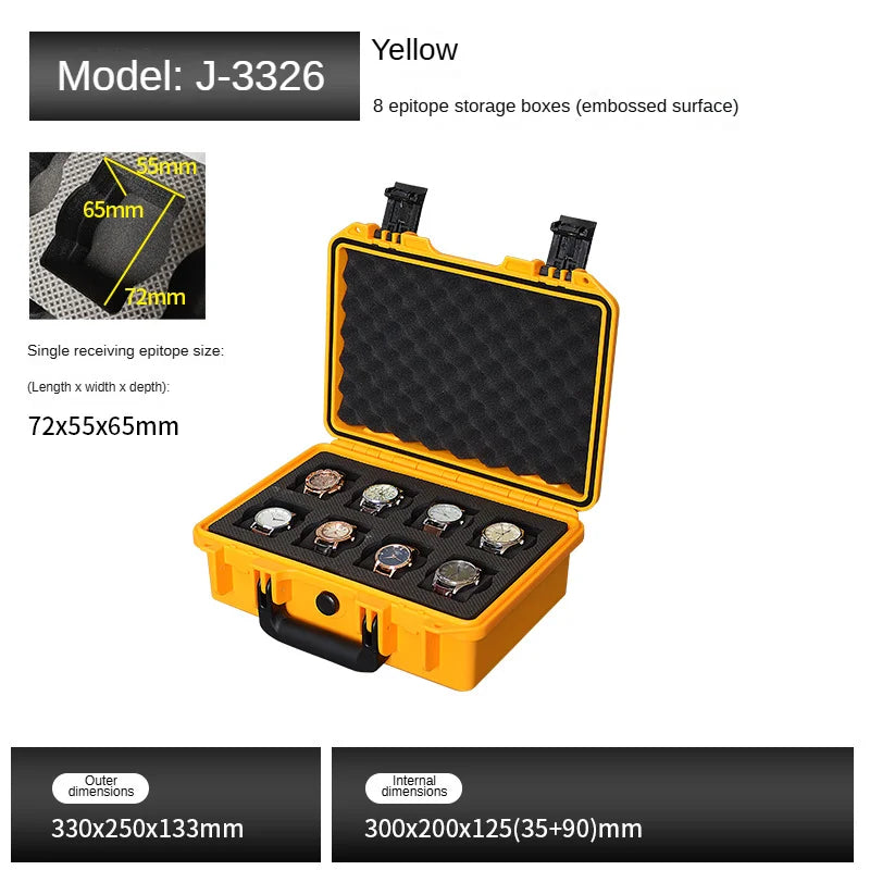 2/6/8/16/20 Slot Plastic Watch Box Safety Equipment Case Portable Tool Box Impact Resistant Case With Foam For Watches Storage