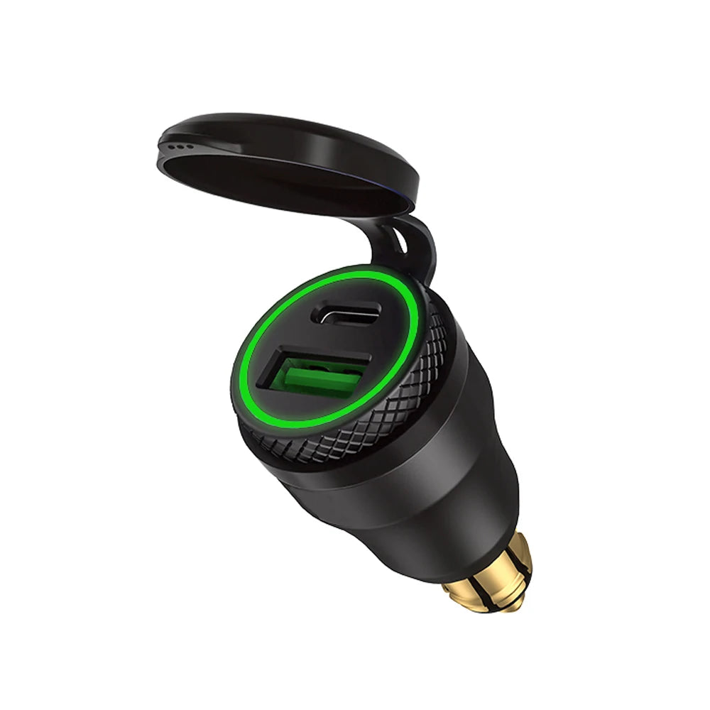 Aluminium Type-C PD Power Delivery USB Charger 30W QC 3.0 Quick Charger Waterproof for Hella DIN Socket BMW Ducati Triumph