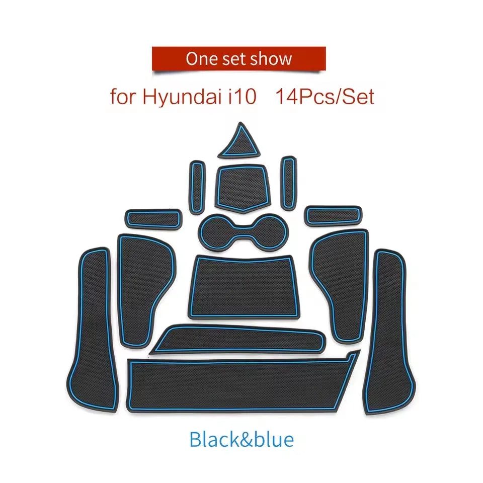 for Hyundai i10 2021 - 2023 Anti-Slip Gate Slot Cup Mat Door Groove Pad  Non-Slip Mats Coasters Car Interior Accessories