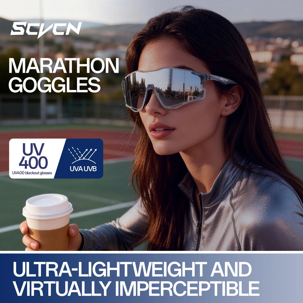 SCVCN Outdoor Photochromic Running Sunglasses Men Women Marathon Ultralight Glasses Sports Cycling Bicycle UV400 Hiking Eyewear