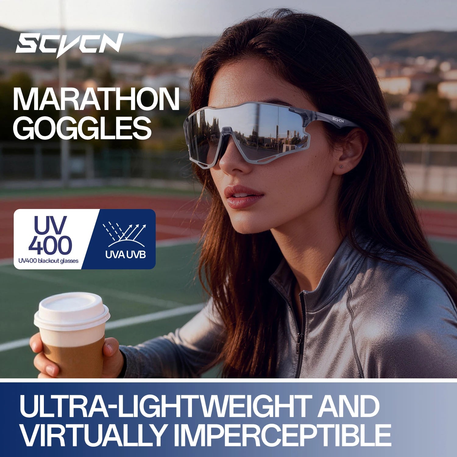 SCVCN Outdoor Photochromic Running Sunglasses Men Women Marathon Ultralight Glasses Sports Cycling Bicycle UV400 Hiking Eyewear
