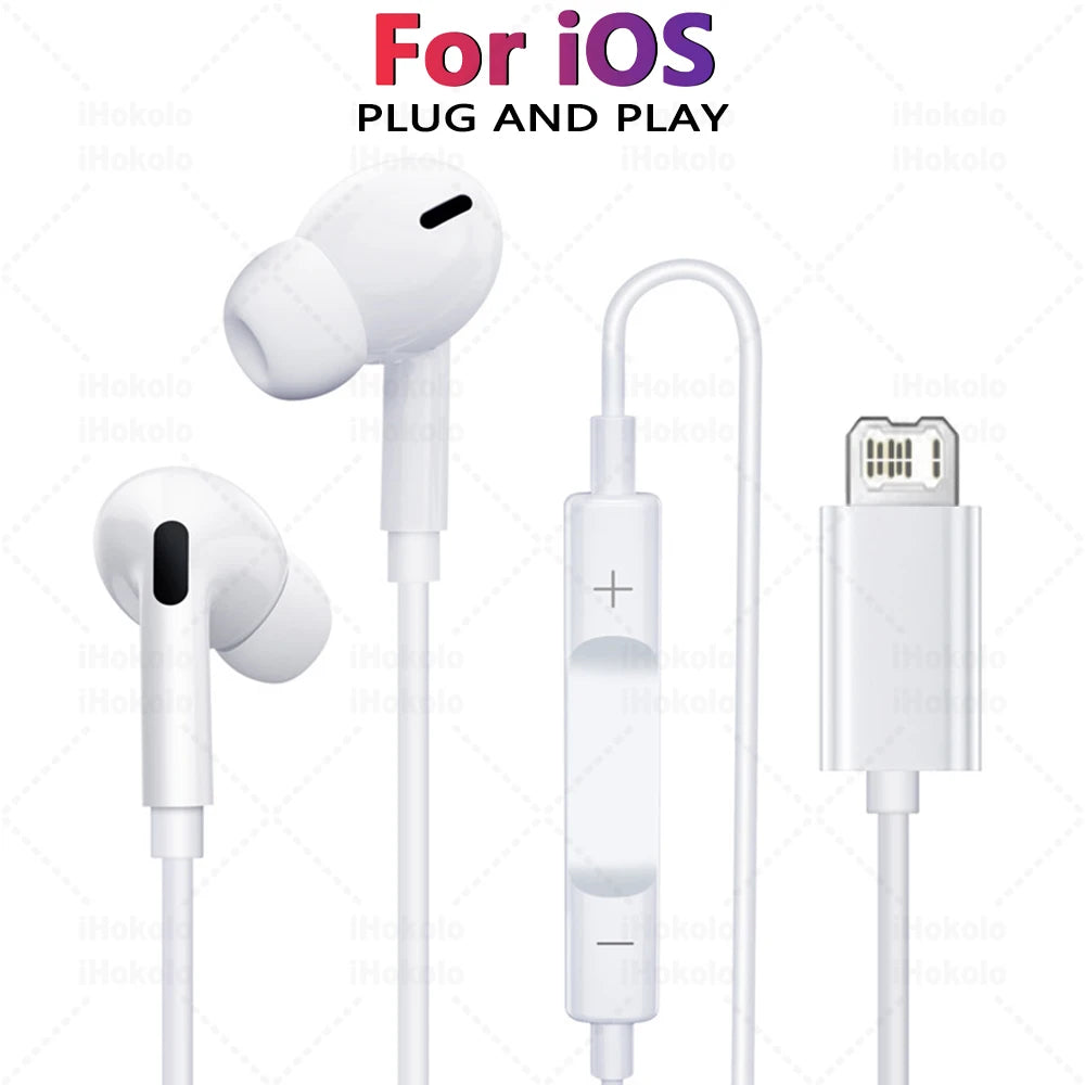Original Wired Earphones For Apple iPhone 17 16 15 Pro Max 14 13 12 11 X XS XR Type C Lightning Headphones 3.5mm In-Ear Earbuds