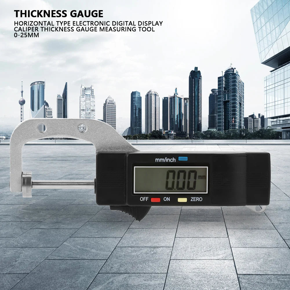 Digital Thickness Gauge Horizontal Type Electronic Digital Display Caliper Thickness Gauge Measuring Tool 0-25mm Thickness Gauge