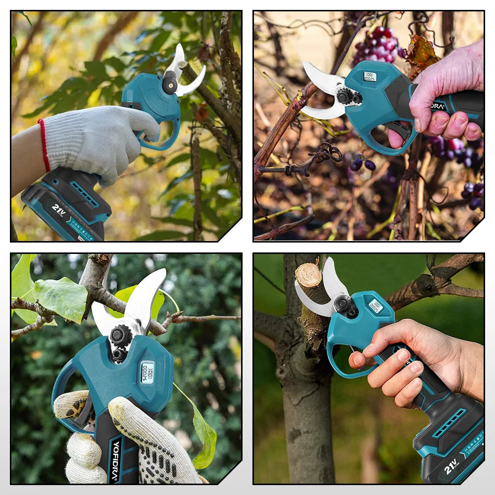 YOFIDRA 30mm Brushless Electric Pruner Cordless Handheld Orchard Shrub Pruning Tree Branches Cutter For Makita 18V Battery Pin