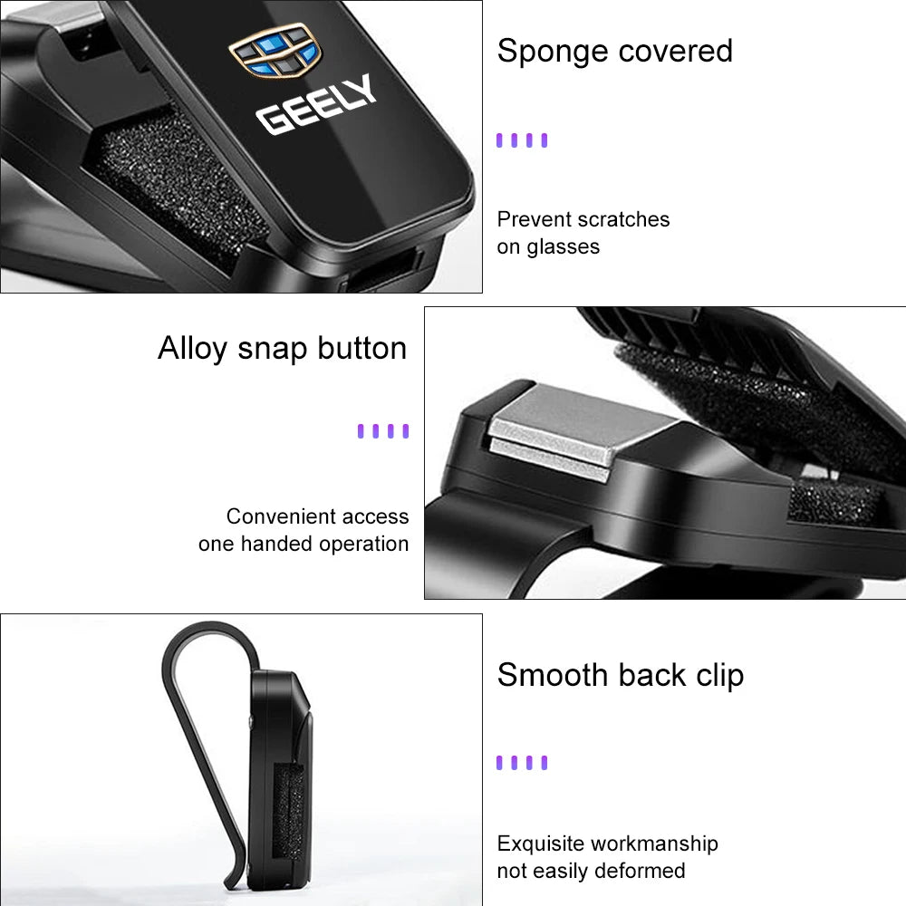 Universal Car Sun Visor Glasses Clips For Geely Galaxy L7 L6 Boyue Borui Coolray Emgrand  Car Interior Eyeglasses Storage Holder
