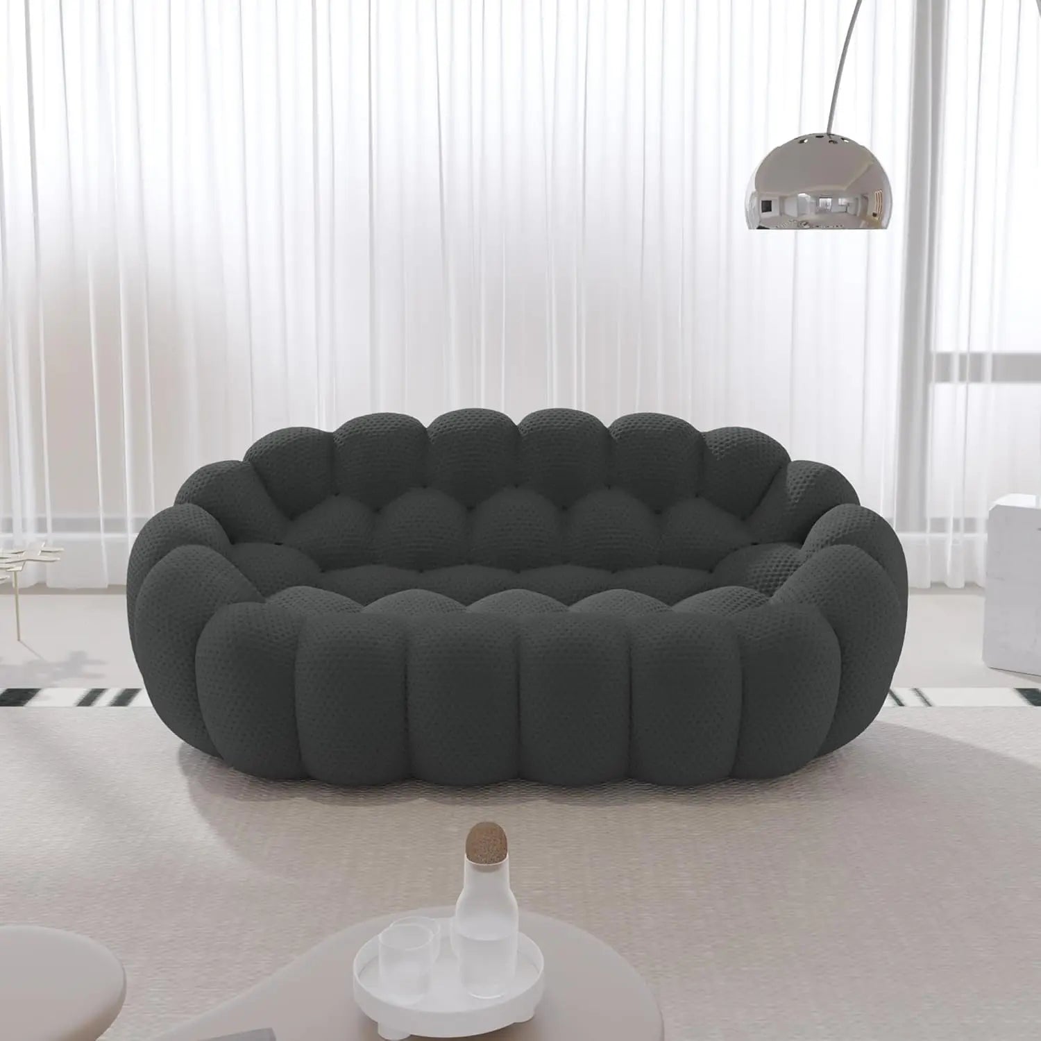Bubble Couch, 78.74'' Curved Loveseat Couch, Memory Foam Bubble Sofa Round Lazy Floor Sofa, 3D Honeycomb Shape Curved, Custom