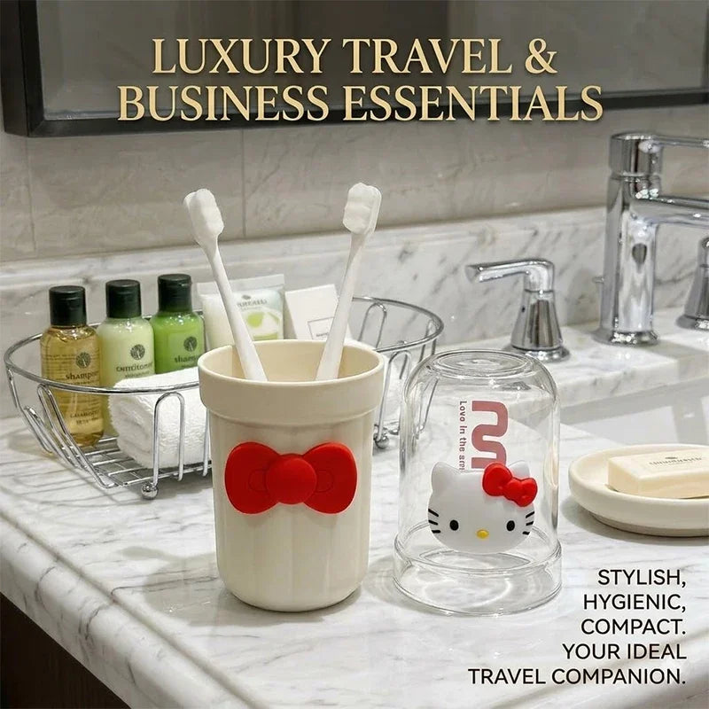 Sanrio Hello Kitty Travel Toothbrush Cup Hygienic Compact Toothbrush Doll Box Luxurious Business Travel Essential Toothbrush Cup